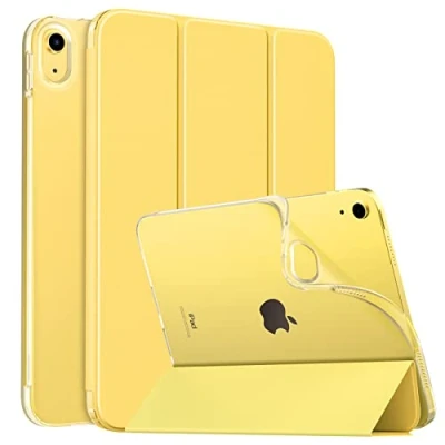 Image of MoKo Case for iPad 10th Generation 2022, 10.9 inch Case, Soft TPU Translucent Frosted Back Cover Slim Shell Protective with Adjustable Angles, Auto Wake/Sleep, Light Yellow