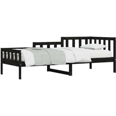 Image of vidaXL Day Bed without Mattress Black 80x200 cm Solid Wood Pine
