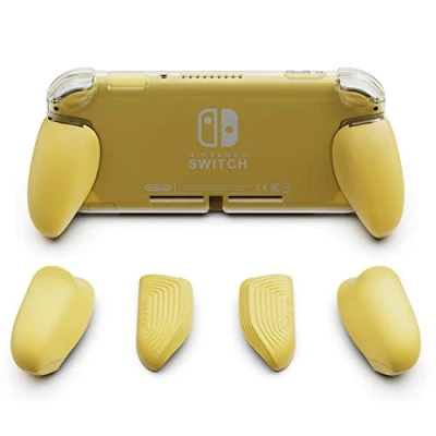 Image of Skull &amp; Co. GripCase Lite: A Comfortable Protective Case with Replaceable Grips [to fit All Hands Sizes] for Nintendo Switch Lite [No Carrying Case] Yellow
