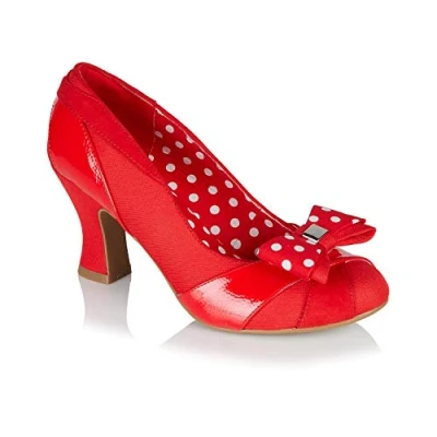 Image of Ruby Shoo Tatum Red Court Shoe with Removable Spotty Bow UK 4