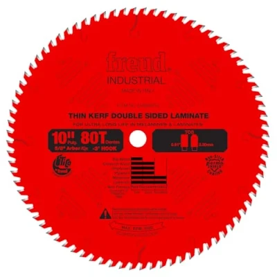 Image of Freud LU96R010: 10&quot; x 80T Thin Kerf Double Sided Laminate/Melamine