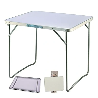 Image of Portable Dining Table Folding Outdoor Picnic Party Garden BBQ Indoor Small Fold Up Desk Cooking Camping Load Capacity 15KG White,80x60x69cm
