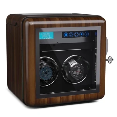 Image of KLARSTEIN Automatic Watch Winder for 2 Watches, Luxury Storage Box, Acrylic Window Display Case, Auto Uk Men &amp; Women, LED, 5 TPD Settings, Spring Tension Motor