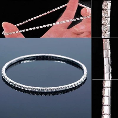 Image of STOREINBOX Fashion Women Sexy Stretch Rhinestone Anklet Jewelry Barefoot Bracelet 1 Layer