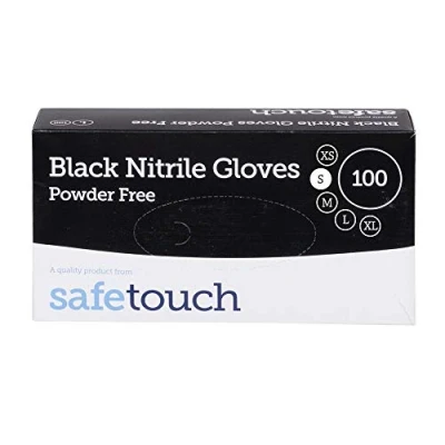 Image of Safetouch Black Nitrile Gloves (No Powder) Small Box of 100