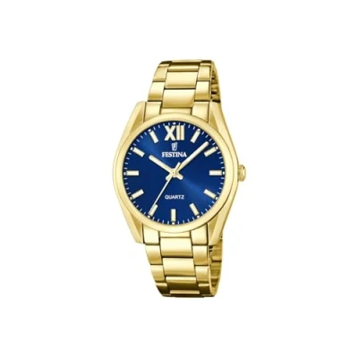 Image of Festina Acero Clasico (36.8mm) Dark Blue Dial/Gold PVD Stainless Steel Bracelet F20640/5