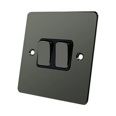 Image of Flat Plate Black Nickel 2 Gang Switch 10 Amp Double Way Light