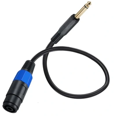 Image of HTGuoji Speakon to 1/4&quot; Mono Speaker Cable, 6.35mm Male TS Plug Female Cord, Speak on Jack for DJ/PA Cord 50cm (6.35mm Straight)