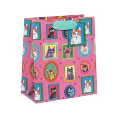 Image of Glick Medium Gift Bag, Mr Pickle Puss, 225 x 200 100 mm, Luxury Recyclable Bag for Birthdays &amp; Celebrations
