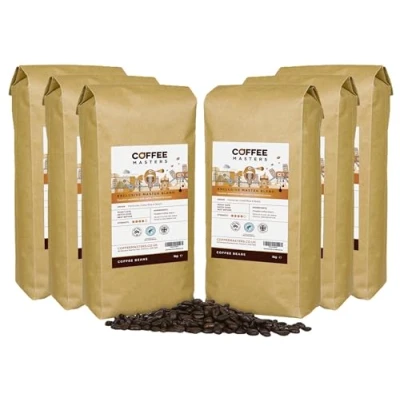 Image of Coffee Masters Beans 6x1kg Exclusive Master Blend 100% Arabica Medium Dark Roasted Whole Ideal for Espresso Machines