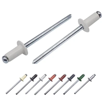 Image of (Pack of 100 pcs) Painted Blind Rivets 4.0 x 8 mm, Dome Head, DIN 7337, Aluminum Rivet and Steel Mandrel, Pop (100, Grey White RAL 9002)
