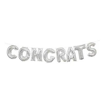 Image of Shimmering Silver Congrats Letter Foil Balloon Banner Kit (35cm) 1 Set Perfect for Parties and Events, 14&quot;