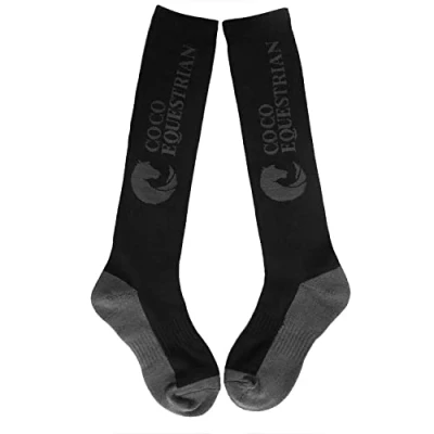 Image of Oypla Coco Equestrian Dark Grey Unisex Child Breathable Knee High Long Boot Horse Riding Socks 1 Pair