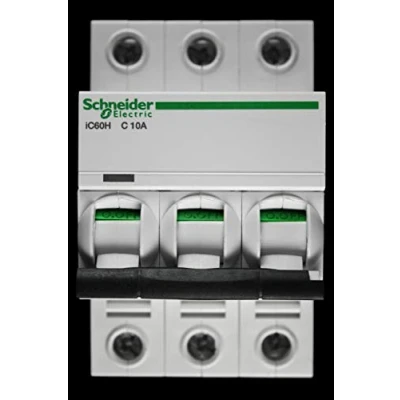 Image of Schneider Electric A9F54310 iC60H 3 Module Triple Pole Type C MCB 10A 10kA (C60HC310)