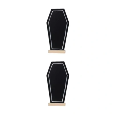 Image of YUHANGCIYE Wooden Tombstone Blackboard Chalkboard Message Memo Chalk Board Halloween Decor