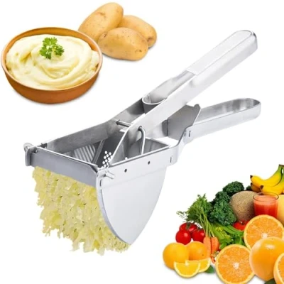 Image of Potato Ricer, MEETOZ Masher Stainless Steel Professional Kitchen Tool, Mash for Creamy Mashed Potatoes