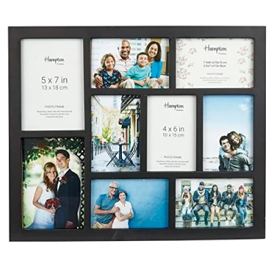 Image of Hampton Frames GALLERY 9 Aperture 7 4x6 &amp; 2 5x7 Black Multi Picture Photo Frame Acrylic (Non Glass) Front GAL9APBKP