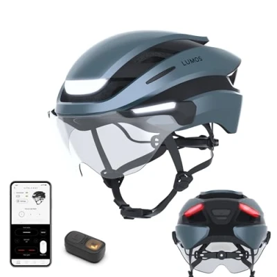 Image of Lumos Ultra E Bike Smart Helmet NTA 8667 Certified Front &amp; Rear LED Lights Retractable Face Shield App Controlled EBike, Scooter, Cycling, Bicycle Adults, Men Women