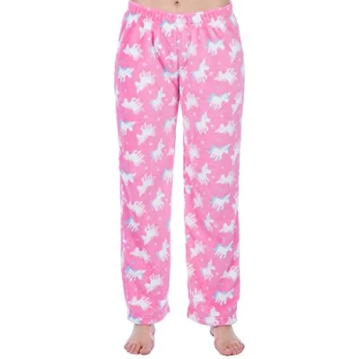Image of Girls Soft Fleece Selena Girl Fifi Lounge Pants Pink Unicorn 7 8