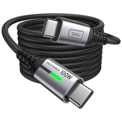Image of INIU USB C to Charger Cable, [2m] 100W PD3.0 Type Cable Fast Charging, Phone Data Lead for MacBook Pro iPad Air iPhone 16 15 Samsung S23 S22 S21 Ultra Pixel 7 6 Switch PS5 etc.