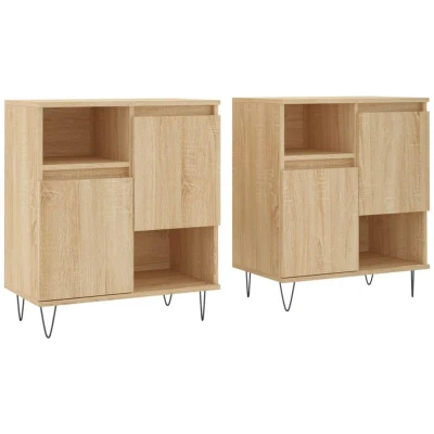 Image of vidaXL Sideboards 2 pcs Sonoma Oak Engineered Wood