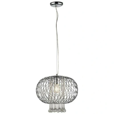 Image of Chelsie Large Ceiling Pendant 1 Light Polished Chrome, Clear Glass