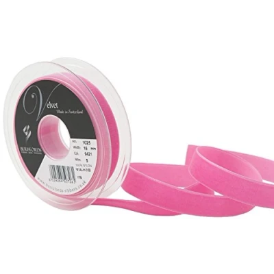 Image of Berisfords Velvet Ribbon, Shocking Pink, 10.2 x 2.1 cm