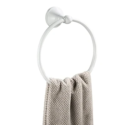 Image of WOMAO Towel Holder White, Bathroom Ring for Hanging Kitchen Round Modern Style Bath Rail Wall Mounted