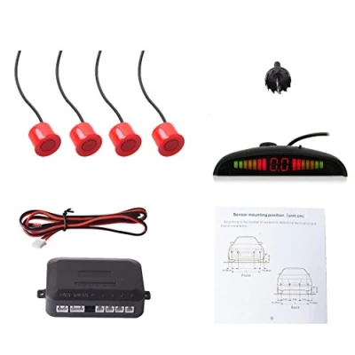 Image of COCAR Car Auto Vehicle Reverse Backup System with 4 Parking Sensors Distance Detection Radar + LED Display Sound Warning Red