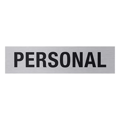 Image of Metafranc 507610 Self Adhesive Sign &quot;Personal&quot; 160 x 40 mm Aluminium in Modern Stainless Steel Look Backing / Signage Prohibition Access Banned