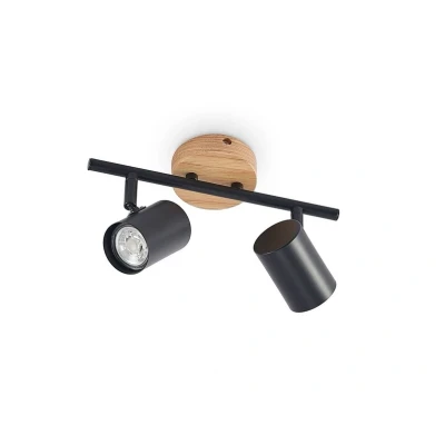 Image of Lindby ceiling light Xiomara, 2 bulb, 27 cm long, wood