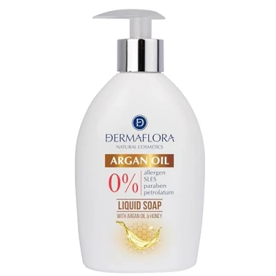 Image of Dermaflora Argan Oil &amp; Honey Liquid Soap 400ml Moisturizing Hand Wash for Sensitive Dry Skin Nourishing, Antioxidant Rich Formula with Aloe Vera Vitamin E