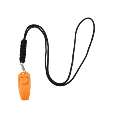 Image of Meiliyizu Dog Training Whistle with Clicker, Professional Set Ultrasonic Clicker Obedience Aid Effective Bark Control Includes Lanyard, Orange color