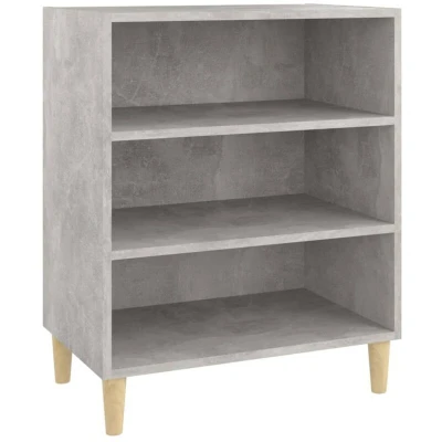 Image of vidaXL Sideboard in Concrete Grey, Minimalist Scandinavian Style, Durable Engineered Wood and Eucalyptus Legs, Versatile Bookshelves Side Cabinet for Living Room or Bedroom, 57x35x70 cm