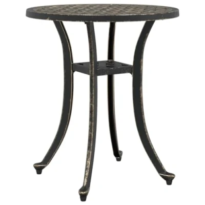 Image of vidaXL Garden Table in Bronze Cast Aluminium Round Side Table, Ø48x53 cm, Decorative &amp; Stable for Outdoor/Patio/Living Area