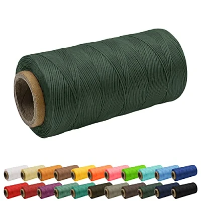Image of Uiopa 1mm Waxed Thread, 260m 150D Flat Leather Sewing Hand Stitching Thread Cord for Craft, Bookbinding, Shoes Repairing, Dark Green