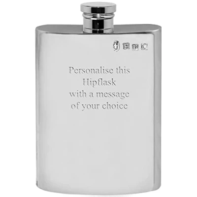 Image of English Pewter Company 6oz Plain Hip Flask. Personalised with Free Engraving [FL256]