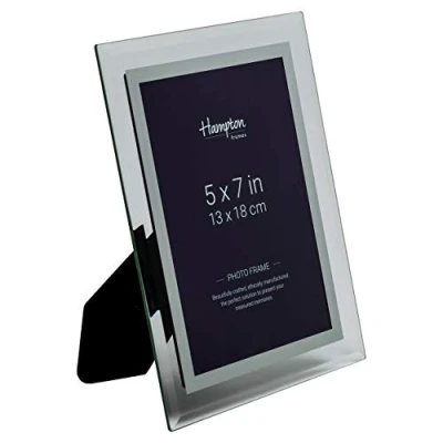 Image of Hampton Frames Mirror Finished Glass Photo Picture Display Frame 5x7 (13x18cm) GTM24057, Black