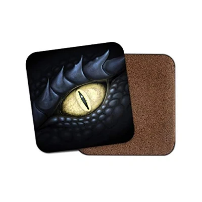 Image of 1 x Black Dragon Eye Coaster Gaming Game Dragons Fun Teen Kids #8799