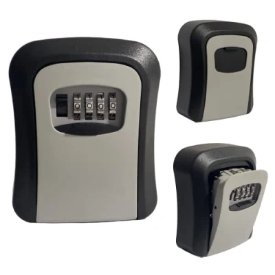 Image of Key Safe Box Wall Mounted box, 4 Digit Combination lock Indoor Outdoor Spare Storage, Waterproof Loxbox Grey
