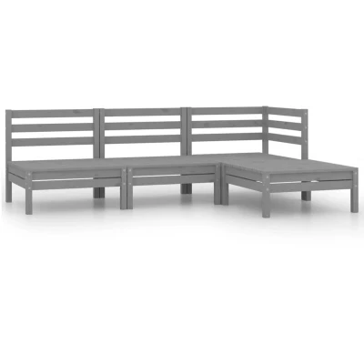 Image of vidaXL 4 Piece Garden Lounge Set Solid Pinewood Grey