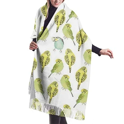 Image of 408 Women Scarves Watercolor Budgies Wraps Lightweight Scarf For Thick Tassel Shawl Gifts Christmas 72X197Cm