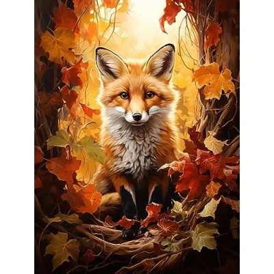 Image of Yeerum 5D Diamond Painting by Numbers Kits for Adults Fox Round Full Drill, DIY Art Animal Beginner Embroidery Cross Stitch Arts Crafts Home Decoration 30x40cm