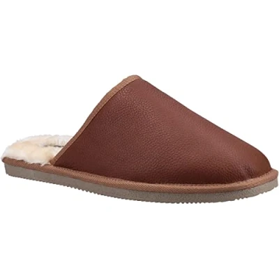 Image of Hush Puppies Men&#039;s Coady Leather Slipper, Tan, 8 UK