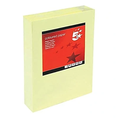 Image of 5 Star Coloured Copier Paper Multifunctional Ream Wrapped 80gsm A4 Medium Yellow [500 Sheets]