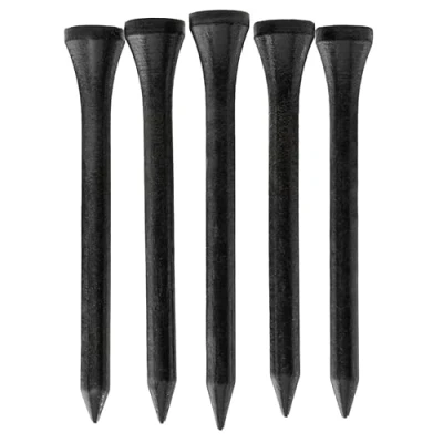 Image of 100 PCS Bamboo Golf Tees Multiple Colours &amp; Sizes Eco Friendly Sustainable (70mm Black)