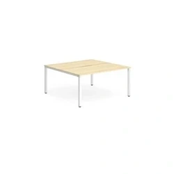 Image of Evolve B2B White Frame Bench Desk 1400 Maple (2 Pod) BE154