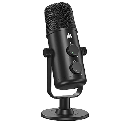 Image of MAONO USB C Desktop Microphone, Cardioid &amp; Omnidirectional Condenser Mic with Mute Volume control for iPhone 15, Android Samsung Phones, Laptop, PC, Tablets, PS4/5, Gaming, Recording, Vocals
