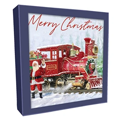 Image of Box of 8 Snowman &amp; Santa&#039;s Train Christmas Cards In 2 Designs Boxed XCPS017