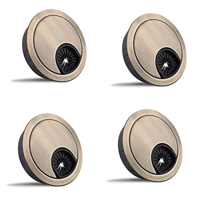 Image of 4 piece 60mm Desk Cable Grommets, Computer Metal Hole, Round Hole Cover for Desktop Organizer(Bronze)